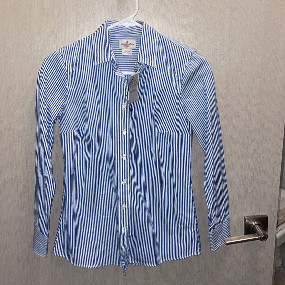 Jcrew petite button down striped blouse NWT